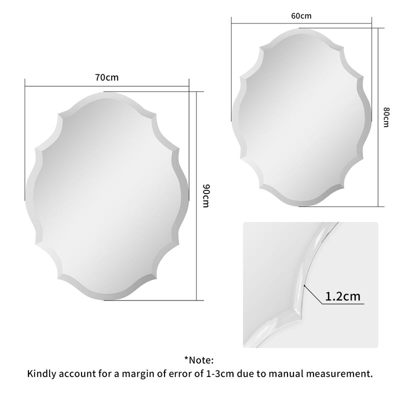 Viviendo Wall Mirror Beveled Edge Mirrors Frameless Decorative 60x80 / 70x90 cm