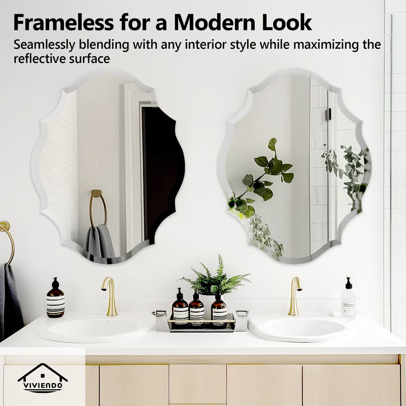 Viviendo Wall Mirror 70x90cm Beveled Edge Mirrors Frameless Decorative