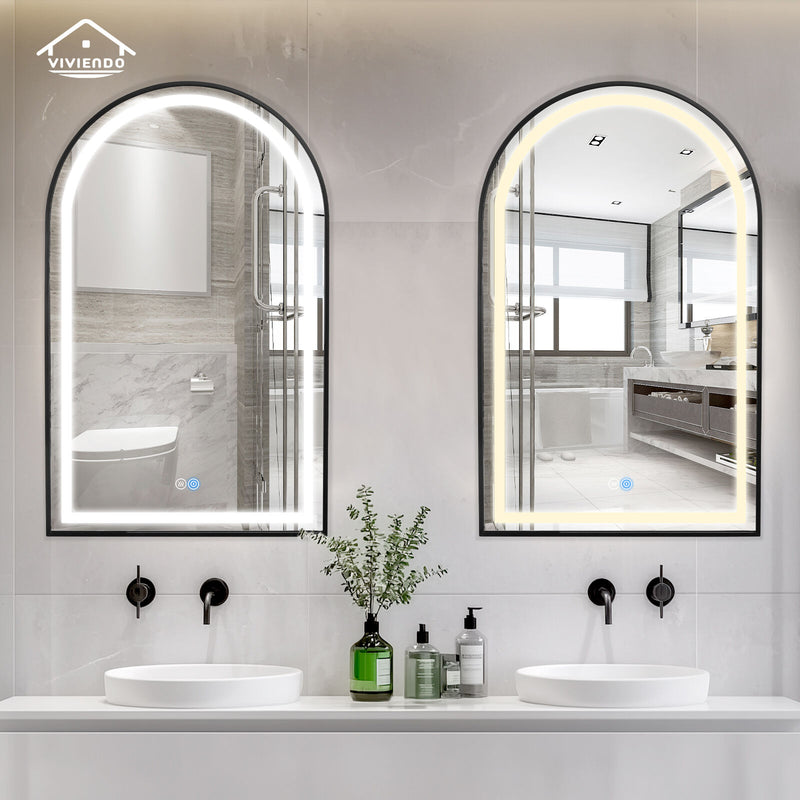 Viviendo Arch Bathroom Wall Mirror Anti-Fog LED Vanity Makeup Mirrors 50x90cm