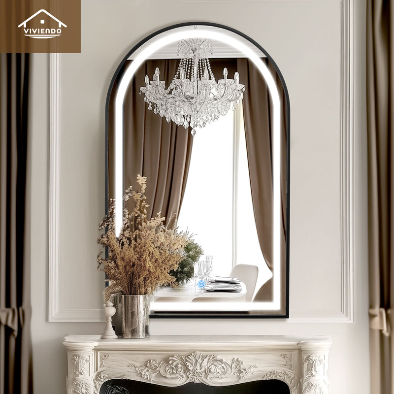 Viviendo Arch Bathroom Wall Mirror Anti-Fog LED Vanity Makeup Mirrors