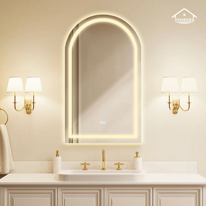 Viviendo Arch Bathroom Wall Mirror Anti-Fog Vanity Makeup LED Mirrors 50x90cm