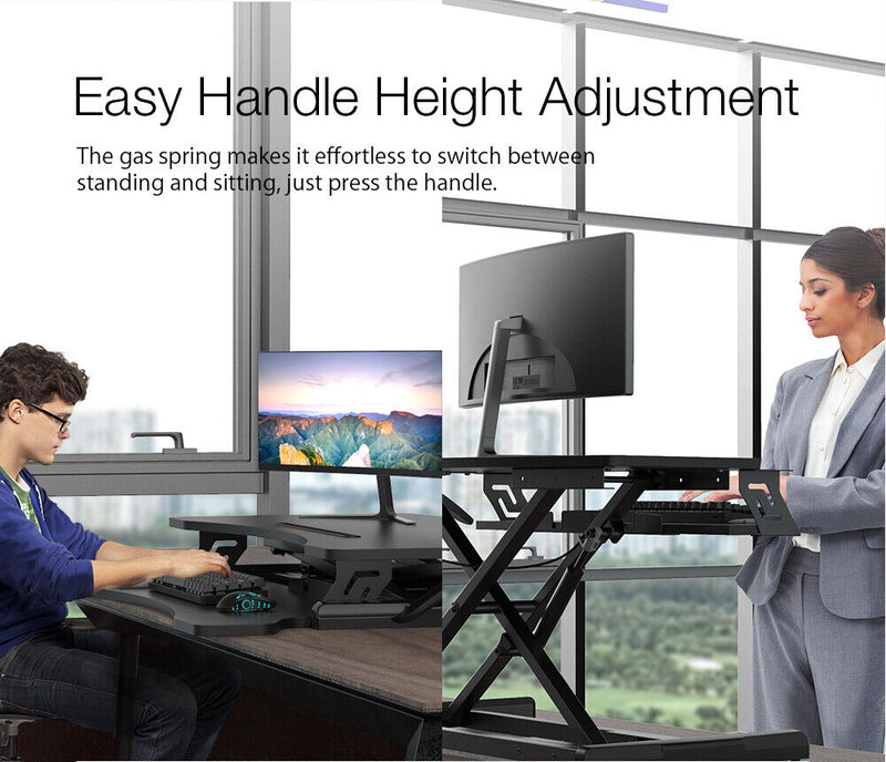 Viviendo Height Adjustable Desk Riser Sit Stand Computer Office Keyboard Shelf 510mm height and 15kg Load Black