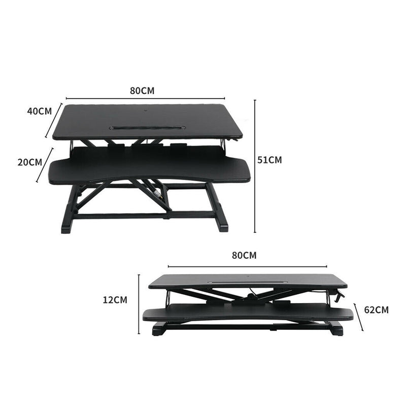 Viviendo Height Adjustable Desk Riser Sit Stand Computer Office Keyboard Shelf 510mm height and 15kg Load Black