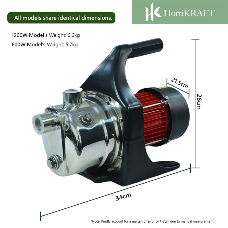 HORTIKRAFT Garden Water Pump High Pressure 600W / 1200W Irrigation Tank Rain System