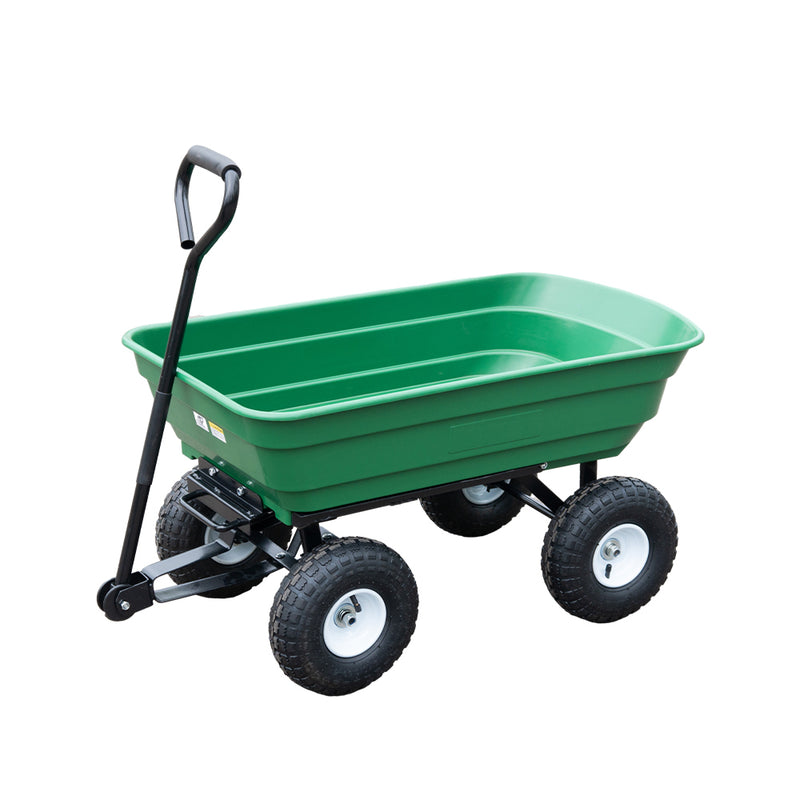 Hortikraft Heavy Duty Garden Dump Cart Wagon  Hand Trailer Trolley 270kg Capacity