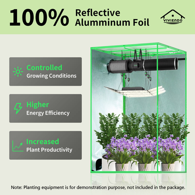 Viviendo Grow Tent Kits Hydroponics Indoor Plant Room 90x50x160cm 600D Oxford