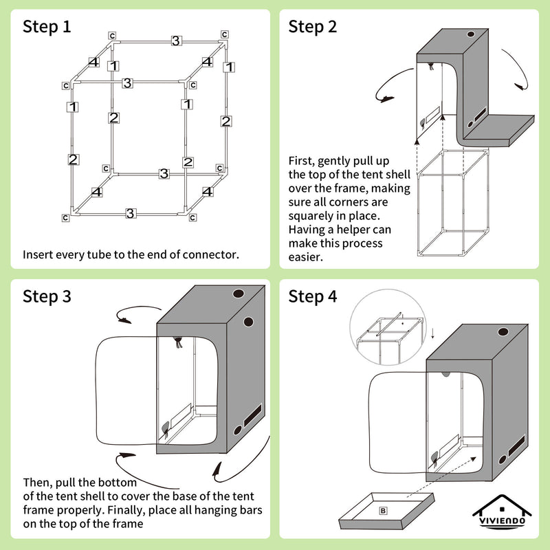 Viviendo Grow Tent Kits Hydroponics Indoor Plant Room 90x50x160cm 600D Oxford