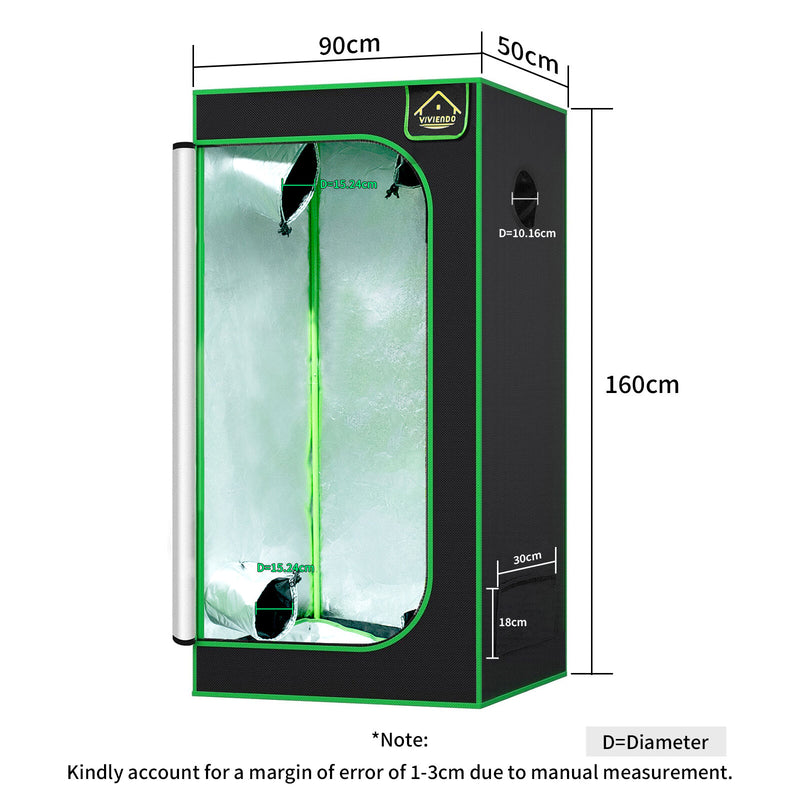 Viviendo Grow Tent Kits Hydroponics Indoor Plant Room 90x50x160cm 600D Oxford