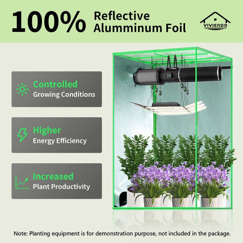 Viviendo Grow Tent Kits Hydroponics Indoor Plant Room 1x1x2M 600D Oxford