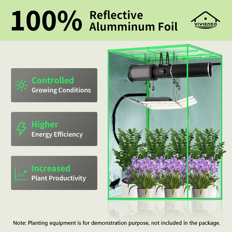 Viviendo Grow Tent Kits Hydroponics Indoor Plant Room 1.2x1.2x2M 600D Oxford