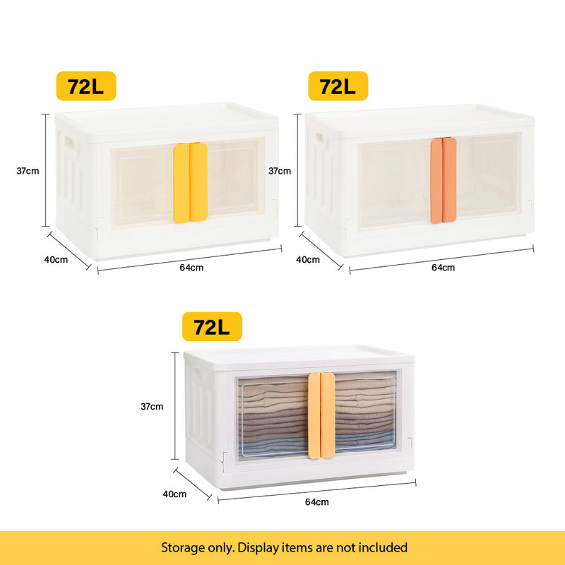 Viviendo 72L Home Storage Containers Foldable Organizers Stackable Large Storage Wardrobe Box - Apricot