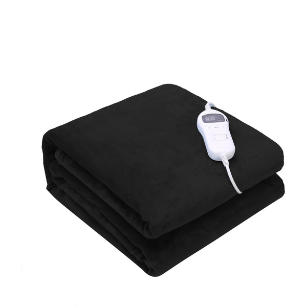 Viviendo Electric Heated Throw Soft Flannel Fleece Rug Machine Washable Blanket - Charcoal