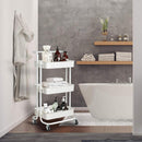 Viviendo 3 Tier Organiser Trolley in Carbon steel & Plastic with Omnidirectional Wheels and Metal Frame With Handle - White