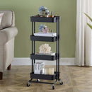 Viviendo 4 Tier Organiser Trolley in Carbon Steel & Plastic with Omnidirectional Wheels and Metal Frame - Black