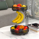 Viviendo 2 Tier Fruit Bowl Metal Kitchen Fruit and Vegetable Storage Basket