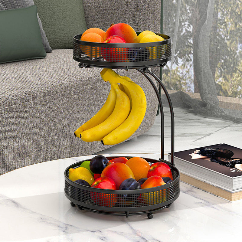 Viviendo 2 Tier Fruit Bowl Metal Kitchen Fruit and Vegetable Storage Basket