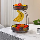 Viviendo 2 Tier Fruit Bowl Metal Kitchen Fruit and Vegetable Storage Basket