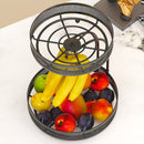 Viviendo 2 Tier Fruit Bowl Metal Kitchen Fruit and Vegetable Storage Basket