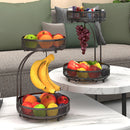 Viviendo 2 Tier Fruit Bowl Metal Kitchen Fruit and Vegetable Storage Basket