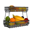 Viviendo 2 Tier Fruit Bowl Carbon Steel Kitchen Fruit and Vegetable Storage Basket