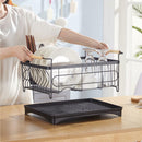 Viviendo Dish Drying Rack, Kitchen Counter Dish Drainer with Cutlery Holder, Drip Tray and Handles