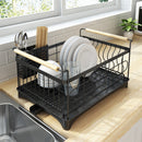 Viviendo Dish Drying Rack, Kitchen Counter Dish Drainer with Cutlery Holder, Drip Tray and Handles
