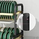 Viviendo 2 Tier Dish Drying Rack, Kitchen counter Dish Drainer with Cutting Board Cup and Cutlery Holders and Drip Tray  in Black