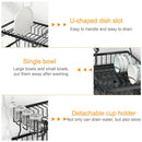 Viviendo 2 Tier Dish Drainer Drying Rack in Carbon Steel with Kitchen Counter Cup and Cutlery Holder