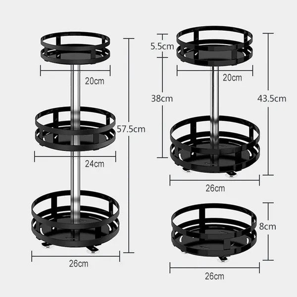 Viviendo Round Rotating Kitchen Storage Spice Organiser Rack for Pantry Bathroom - 2 Tier