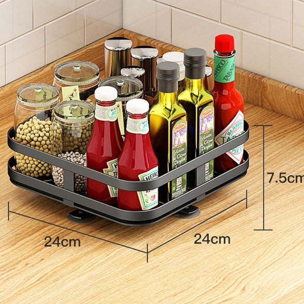 Viviendo Square Rotating Kitchen Storage Spice Organiser Rack for Pantry Bathroom - 1 Tier