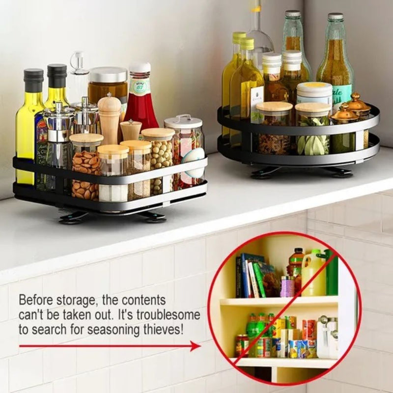 Viviendo Square Rotating Kitchen Storage Spice Organiser Rack for Pantry Bathroom - 1 Tier