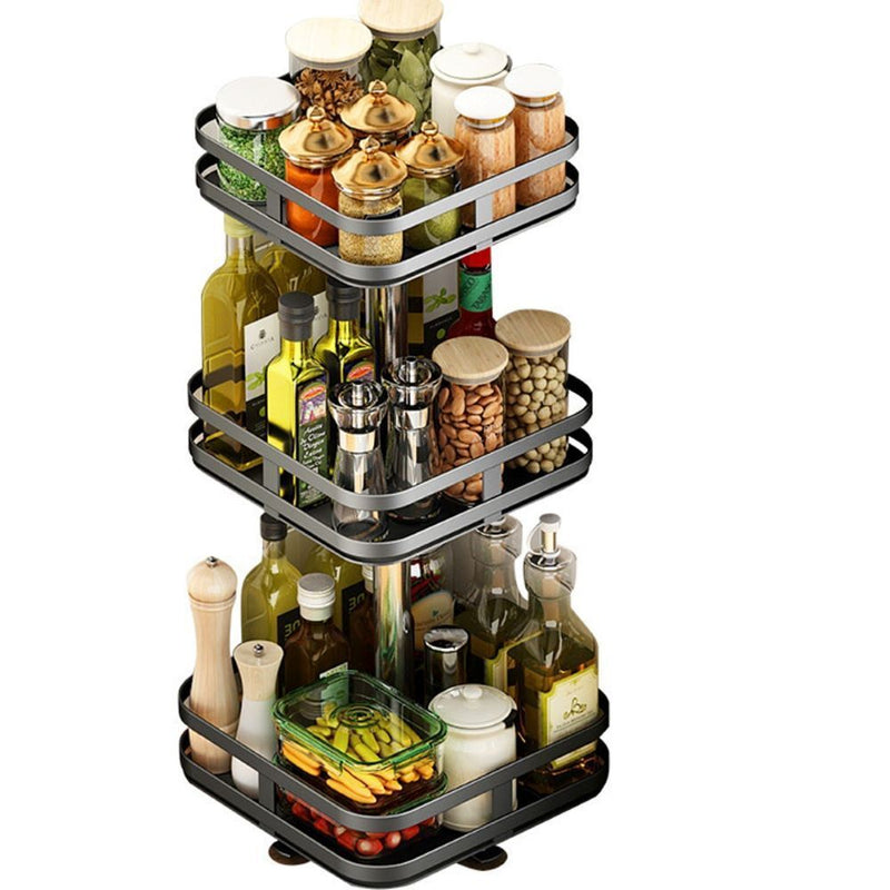 Viviendo Square Rotating Kitchen Storage Spice Organiser Rack for Pantry Bathroom