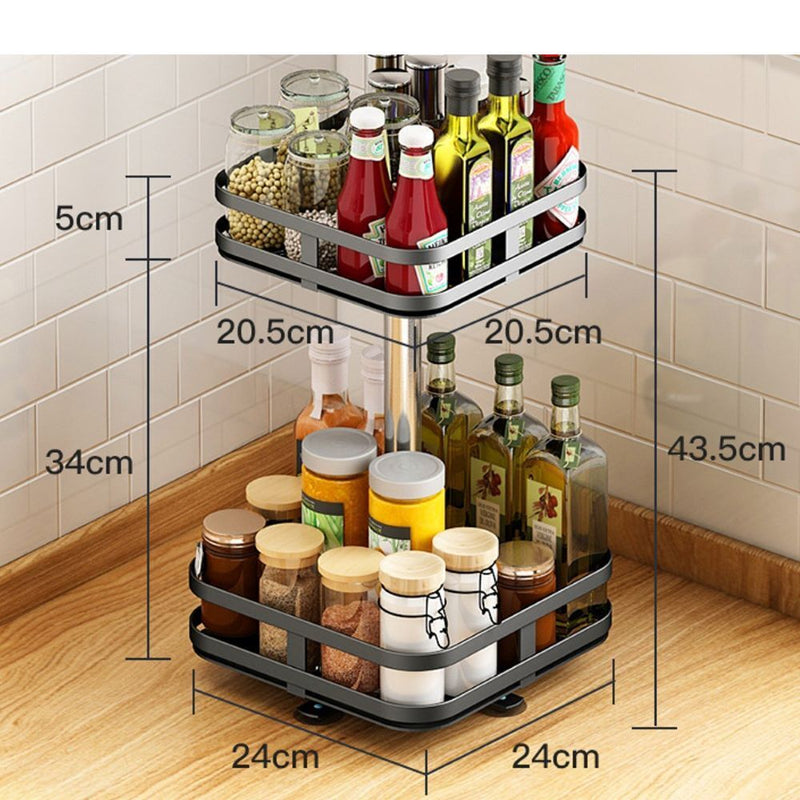 Viviendo Square Rotating Kitchen Storage Spice Organiser Rack for Pantry Bathroom