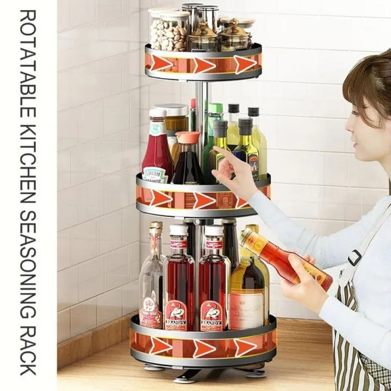 Viviendo Square Rotating Kitchen Storage Spice Organiser Rack for Pantry Bathroom