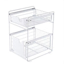 Viviendo Pantry Kitchen Organiser Sauce Rack Spice Storage with sliding drawers in Carbon Steel - White