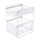 Viviendo Pantry Kitchen Organiser Sauce Rack Spice Storage with sliding drawers in Carbon Steel - White