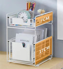 Viviendo Pantry Kitchen Organiser Sauce Rack Spice Storage with sliding drawers in Carbon Steel - White