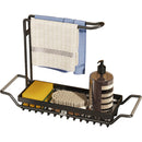 Expandable In-Sink Dish Drying Rack, Over the Sink Kitchen Caddy with Handles and Tea Towel Rack- Black