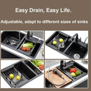Expandable In Sink Kitchen Dish Drying Rack, Over The Sink Dish Drainer in Stainless Steel and ABS - Grey