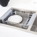 Expandable In Sink Kitchen Dish Drying Rack, Over The Sink Dish Drainer in Stainless Steel and ABS - Grey