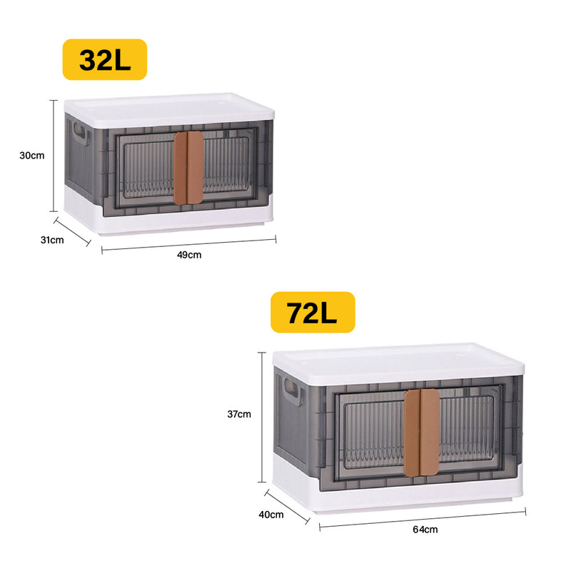 Viviendo 32L Stackable Storage Containers Large Foldable Organizer Storage Wardrobe Boxes - Grey