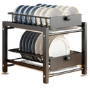 Viviendo 2 layer Square Dish Drying Rack, Carbon Steel Kitchen Counter Dish Drainer in Black