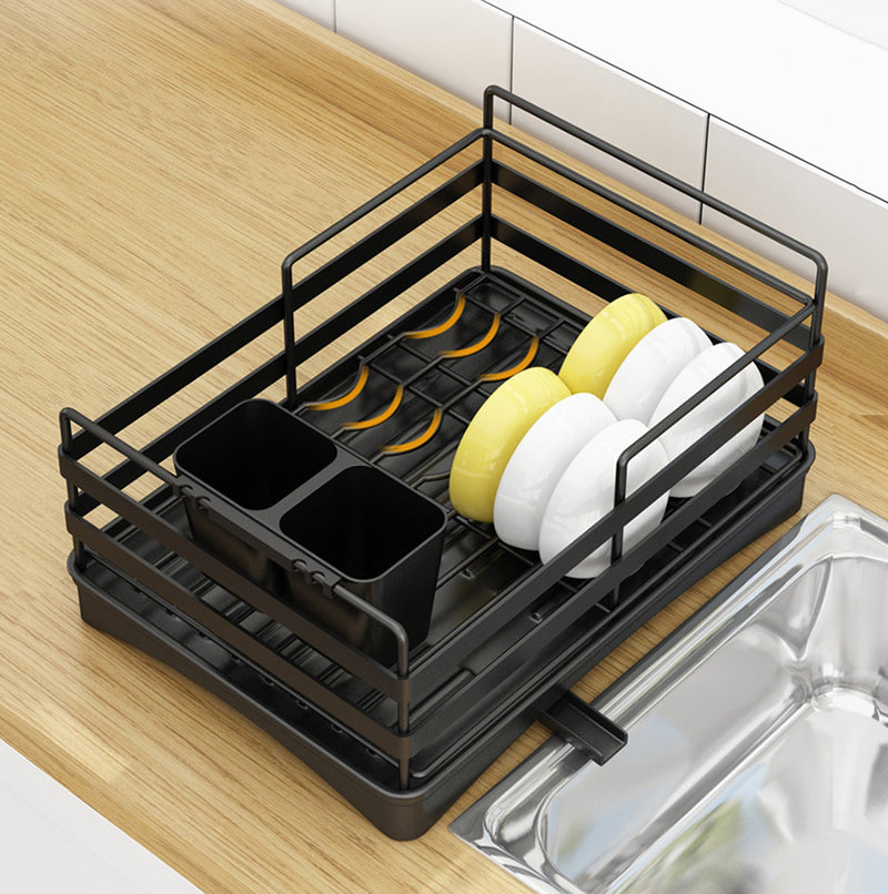 Dish Drying Rack with Drainboard 2 Tier Dish Rack for Kitchen Counter Dish  Drainer Black 