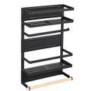 Viviendo Magnetic Fridge Storage Shelf with Paper Towel Holder Kitchen Spice Rack Organiser - Black