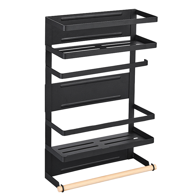 Viviendo Magnetic Fridge Storage Shelf with Paper Towel Holder Kitchen Spice Rack Organiser
