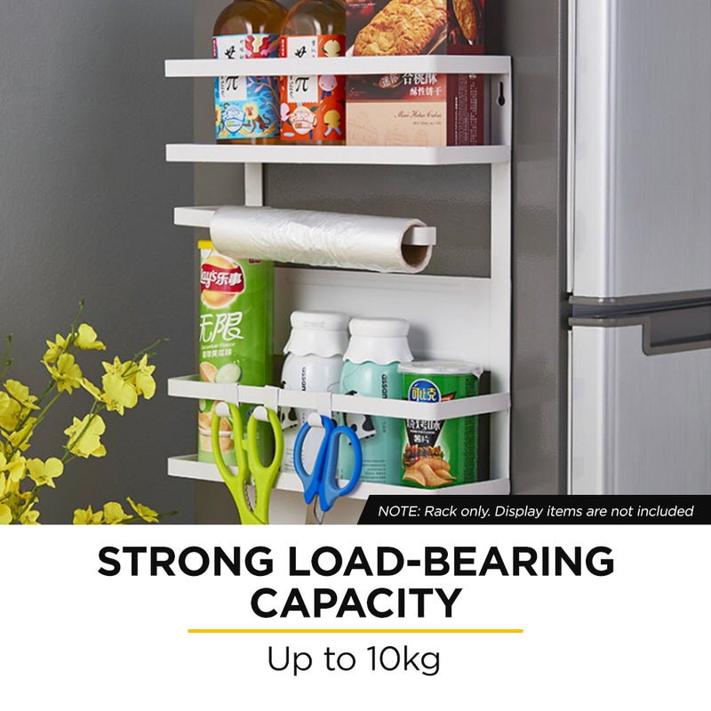 Viviendo Magnetic Fridge Storage Shelf with Paper Towel Holder Kitchen Spice Rack Organiser