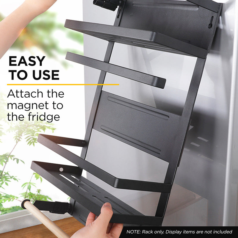 Viviendo Magnetic Fridge Storage Shelf with Paper Towel Holder Kitchen Spice Rack Organiser