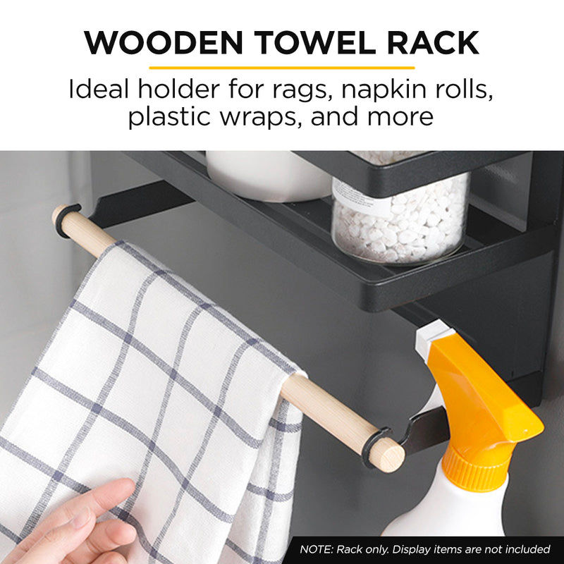 Viviendo Magnetic Fridge Storage Shelf with Paper Towel Holder Kitchen Spice Rack Organiser