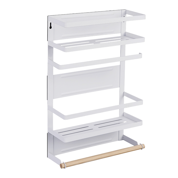 Viviendo Magnetic Fridge Storage Shelf with Paper Towel Holder Kitchen Spice Rack Organiser - White