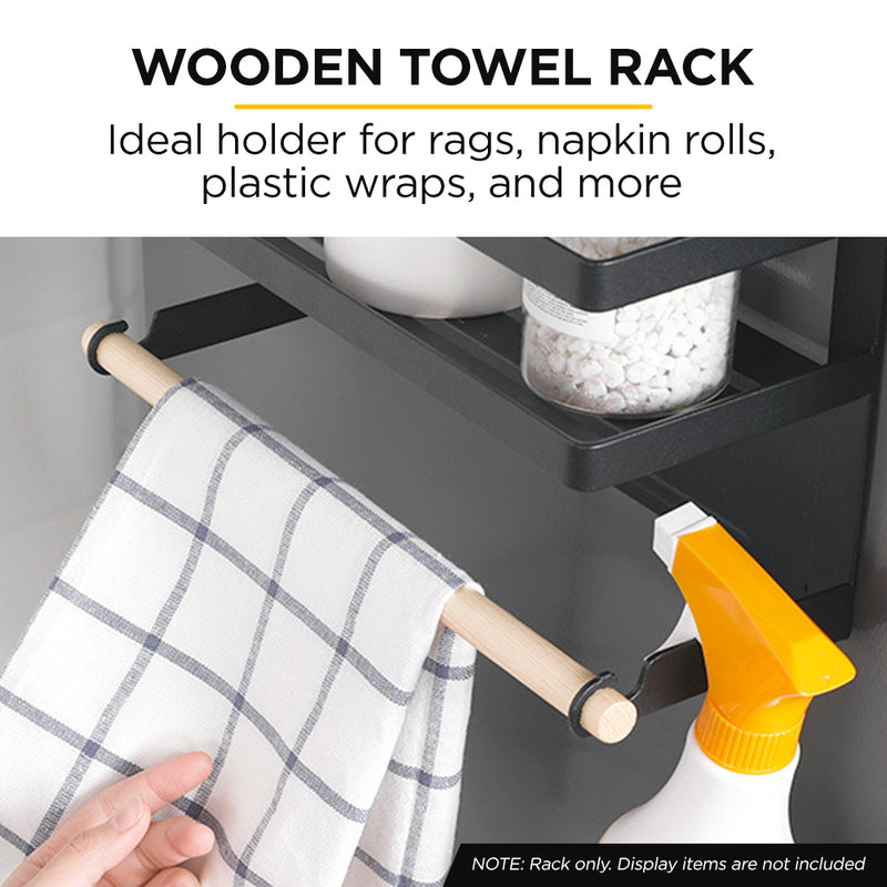 Viviendo Magnetic Fridge Storage Shelf with Paper Towel Holder Kitchen Spice Rack Organiser - White